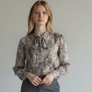 Joie Woman’s Animal Print Neck-tie Blouse